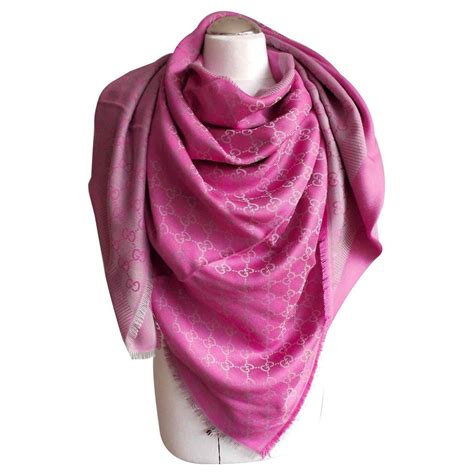 gucci pink silk scarf|Gucci wool silk shawl.